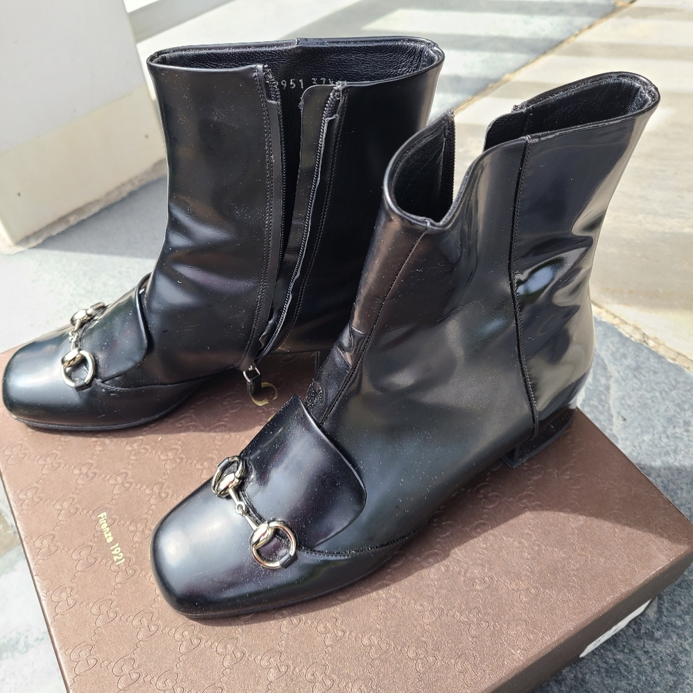 Gucci horsebit leather booties
